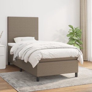 vidaXL Boxspring met matras stof taupe 90x200 cm