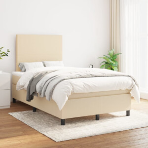 vidaXL Boxspring met matras stof crèmekleurig 120x200 cm