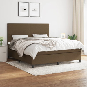 vidaXL Boxspring met matras stof donkerbruin 180x200 cm