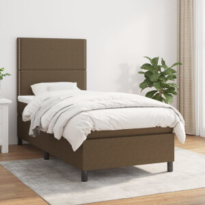 vidaXL Boxspring met matras stof donkerbruin 80x200 cm