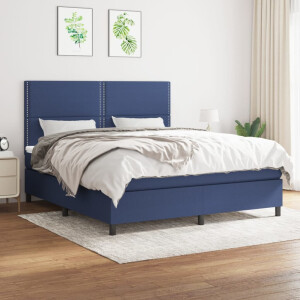 vidaXL Boxspring met matras stof blauw 180x200 cm