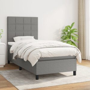 vidaXL Boxspring met matras stof donkergrijs 90x190 cm