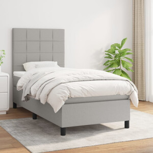 vidaXL Boxspring met matras stof lichtgrijs 90x200 cm