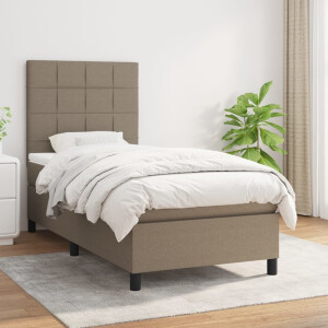 vidaXL Boxspring met matras stof taupe 100x200 cm