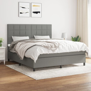 vidaXL Boxspring met matras stof donkergrijs 180x200 cm