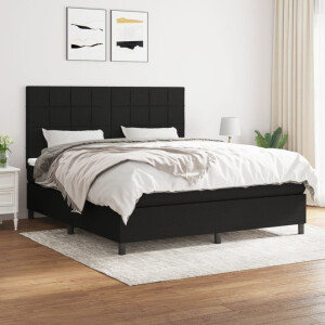 vidaXL Boxspring met matras stof zwart 180x200 cm