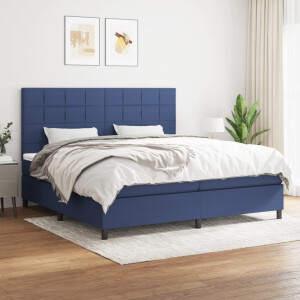 vidaXL Boxspring met matras stof blauw 200x200 cm