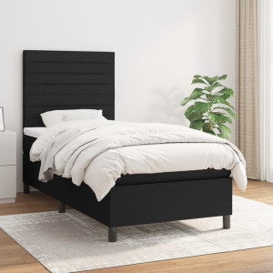 vidaXL Boxspring met matras stof zwart 90x200 cm