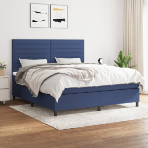 vidaXL Boxspring met matras stof blauw 160x200 cm