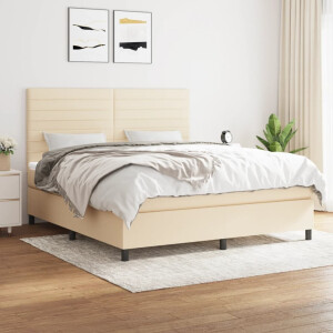 vidaXL Boxspring met matras stof crèmekleurig 180x200 cm