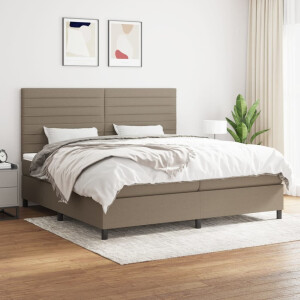 vidaXL Boxspring met matras stof taupe 200x200 cm