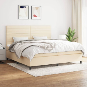 vidaXL Boxspring met matras stof crèmekleurig 200x200 cm