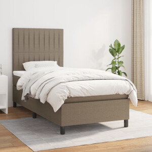 vidaXL Boxspring met matras stof taupe 90x200 cm