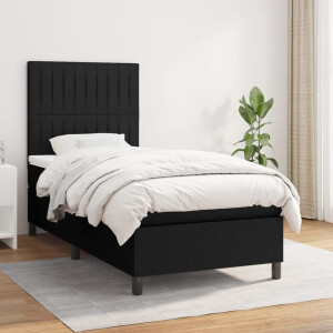 vidaXL Boxspring met matras stof zwart 100x200 cm