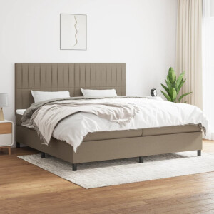 vidaXL Boxspring met matras stof taupe 200x200 cm