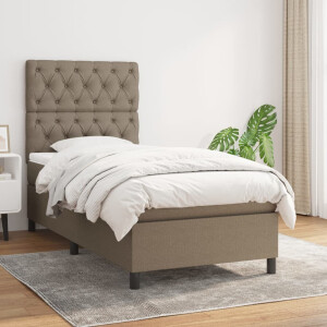 vidaXL Boxspring met matras stof taupe 80x200 cm