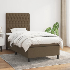 vidaXL Boxspring met matras stof donkerbruin 90x190 cm