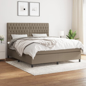vidaXL Boxspring met matras stof taupe 180x200 cm