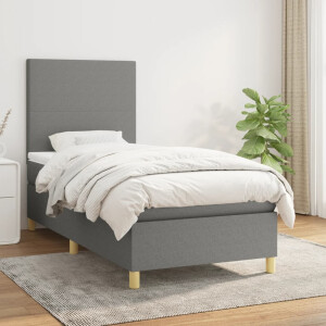 vidaXL Boxspring met matras stof donkergrijs 80x200 cm