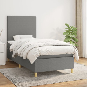 vidaXL Boxspring met matras stof donkergrijs 100x200 cm