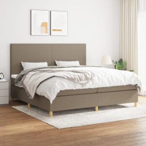 vidaXL Boxspring met matras stof taupe 200x200 cm
