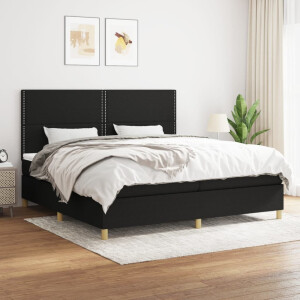 vidaXL Boxspring met matras stof zwart 200x200 cm