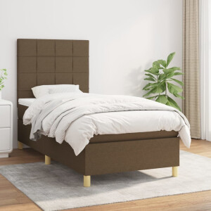 vidaXL Boxspring met matras stof donkerbruin 80x200 cm