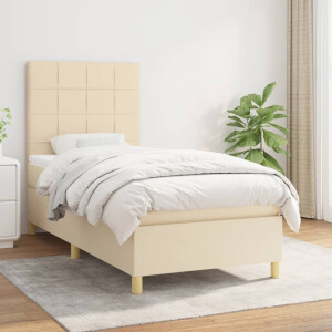 vidaXL Boxspring met matras stof crèmekleurig 90x190 cm