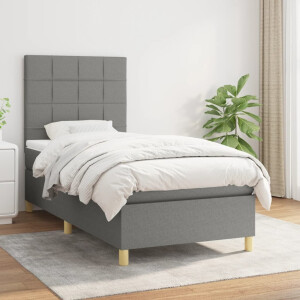 vidaXL Boxspring met matras stof donkergrijs 100x200 cm