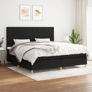 vidaXL Boxspring met matras stof zwart 200x200 cm