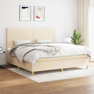 vidaXL Boxspring met matras stof crèmekleurig 200x200 cm