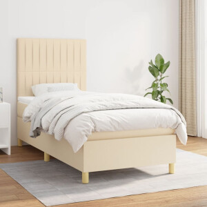 vidaXL Boxspring met matras stof crèmekleurig 80x200 cm