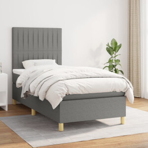 vidaXL Boxspring met matras stof donkergrijs 100x200 cm