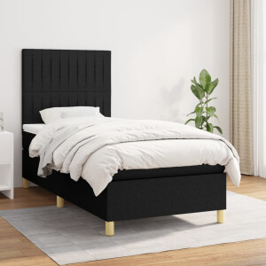 vidaXL Boxspring met matras stof zwart 100x200 cm