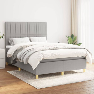 vidaXL Boxspring met matras stof lichtgrijs 140x190 cm