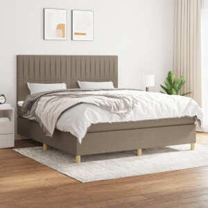 vidaXL Boxspring met matras stof taupe 160x200 cm
