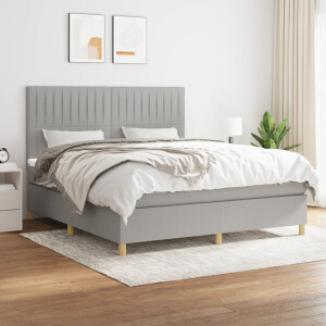 vidaXL Boxspring met matras stof lichtgrijs 180x200 cm