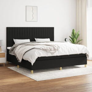 vidaXL Boxspring met matras stof zwart 200x200 cm