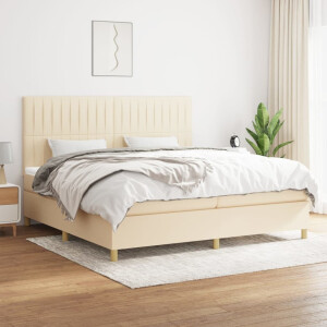 vidaXL Boxspring met matras stof crèmekleurig 200x200 cm