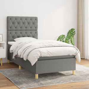 vidaXL Boxspring met matras stof donkergrijs 80x200 cm