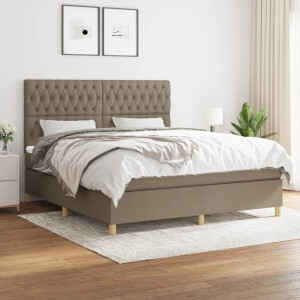 vidaXL Boxspring met matras stof taupe 180x200 cm
