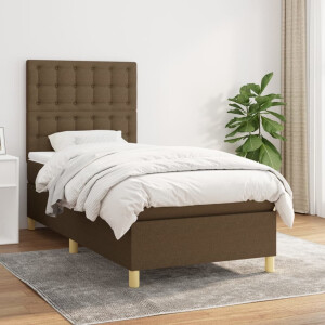vidaXL Boxspring met matras stof donkerbruin 90x190 cm