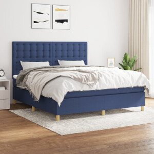 vidaXL Boxspring met matras stof blauw 180x200 cm