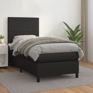 vidaXL Boxspring met matras kunstleer zwart 80x200 cm