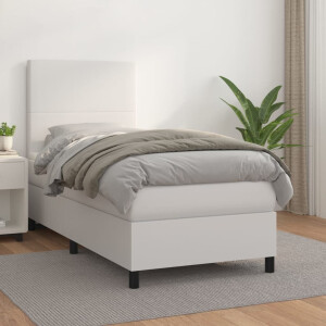 vidaXL Boxspring met matras kunstleer wit 80x200 cm