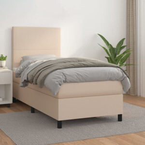 vidaXL Boxspring met matras kunstleer cappuccinokleurig 90x190 cm