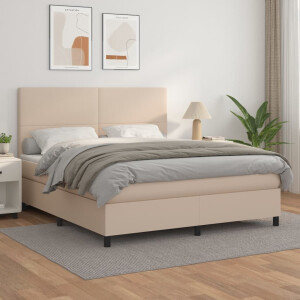 vidaXL Boxspring met matras kunstleer cappuccinokleurig 160x200 cm