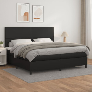 vidaXL Boxspring met matras kunstleer zwart 200x200 cm