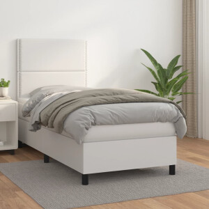 vidaXL Boxspring met matras kunstleer wit 80x200 cm