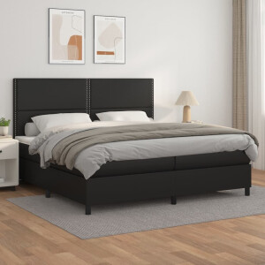 vidaXL Boxspring met matras kunstleer zwart 200x200 cm